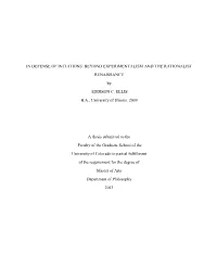 BEYOND EXPERIMENTALISM and the RATIONALIST RENAISSANCE By