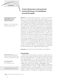 Crown Dimensions and Proximal Enamel Thickness of Mandibular Second Bicuspids