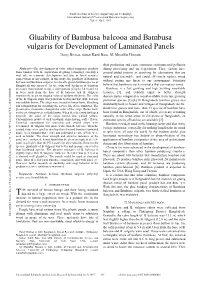 Gluability of Bambusa Balcooa and Bambusa Vulgaris for Development of Laminated Panels Daisy Biswas, Samar Kanti Bose, M
