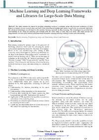 Machine Learning and Deep Learning Frameworks and Libraries for Large-Scale Data Mining