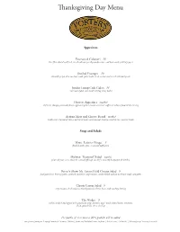 Tanksgiving Day Menu
