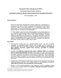 TPP Derechos C Parallel Imports and Exhaustion.Pdf