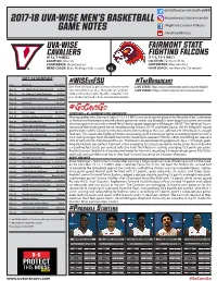 2017-18 Uva-Wise Men's Basketball Game Notes