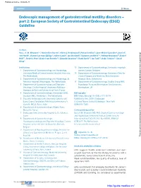 Endoscopic Management of Gastrointestinal Motility Disorders – Part 2: European Society of Gastrointestinal Endoscopy (ESGE) Guideline