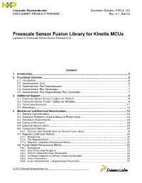 Freescale Sensor Fusion Library for Kinetis Mcus Updated for Freescale Sensor Fusion Release 5.00