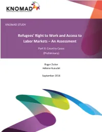 Refugees' Right to Work and Access to Labor Markets