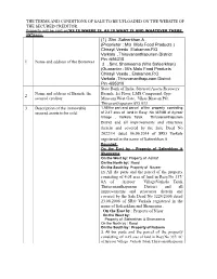 The Terms and Conditions of Sale to Be Uploaded on the Website of the Secured Creditor