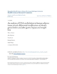 An Analysis of DNA Methylation in Human Adipose Tissue Reveals Differential Modification of Obesity Genes Before and After Gastric Bypass and Weight Loss Miles C