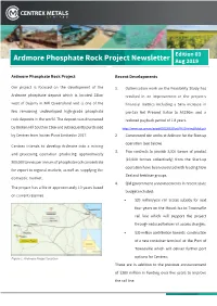 Ardmore Phosphate Rock Project Newsletter Ardmore Phosphate Rock Project Newsletter Aug 2019