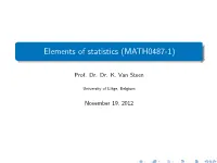 Elements of Statistics (MATH0487-1)