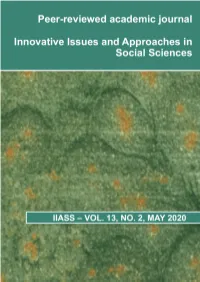 Innovative Issues and Approaches in Social Sciences, Vol. 13, No. 2