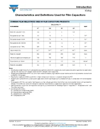 Introduction Characteristics and Definitions Used for Film Capacitors