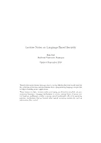 Lecture Notes on Language-Based Security