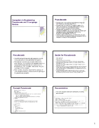 Pseudocode Pseudocode Guide for Pseudocode