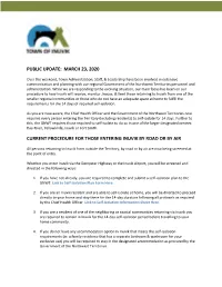 Public Update: March 23, 2020 Current Procedure