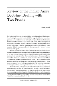 Review of the Indian Army Doctrine: Dealing with Two Fronts