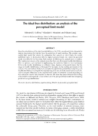 The Ideal Free Distribution: an Analysis of the Perceptual Limit Model