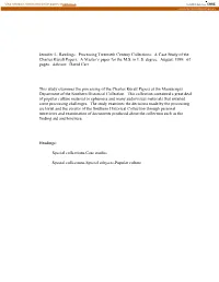 A Case Study of the Charles Kuralt Papers. a Master's Paper