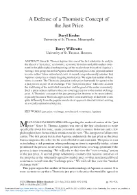 A Defense of a Thomistic Concept of the Just Price