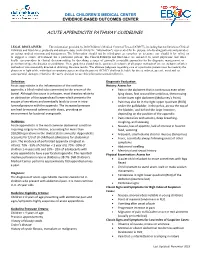 Acute Appendicitis Pathway Guidelines