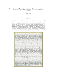 Bases, Coordinates and Representations (3/27/19)