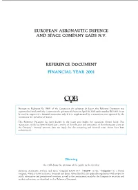 European Aeronautic Defence and Space Company Eads Nv Reference