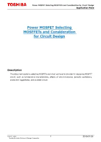 Power MOSFET Selecting Mosffets and Consideration for Circuit Design Application Note