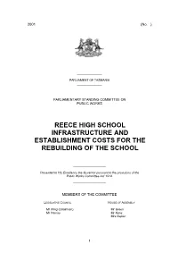 Reece High School Infrastructure and Establishment Costs for the Rebuilding of the School