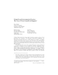 Singapore Local Government System Falls Broadly Within the Allan Model of Virtual Local Government