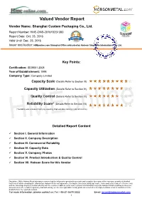 Valued Vendor Report