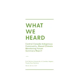 WHAT WE HEARD Central Canada Indigenous Community—Based Climate Monitoring Forum Summary Report