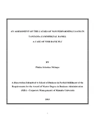An Assessment of the Causes of Non Performing Loans In