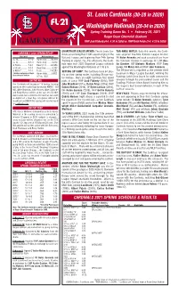 GAME NOTES RHP Jack Flaherty (4-3, 4.91 in 2020) Vs