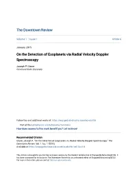 On the Detection of Exoplanets Via Radial Velocity Doppler Spectroscopy