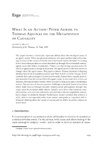 What Is an Action? Peter Auriol Vs. Thomas Aquinas on the Metaphysics of Causality