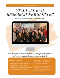 2020 UTGCP Research Newsletter
