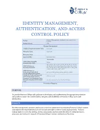 Identity Management, Authentication, and Access Control Policy