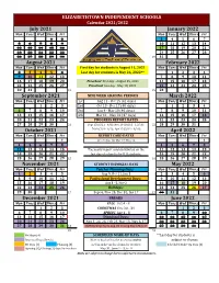 2021-2022 Calendar