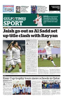 Jaish Go out As Al Sadd Set up Title Clash with Rayyan Baghdad Bounedjah and Hassan Al-Haydous on Target for the Wolves Who Win Semi-Final Against El Jaish 2-0