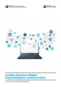 Leading Business Digital Transformations and Innovation