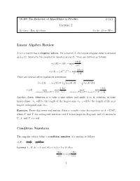 Lecture 2 Linear Algebra Review Condition Numbers