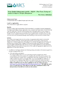 Plant Tissue Testing and Analysis to Improve Nitrogen Management New Jersey Addendum