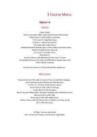 3 Course Menu