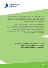 5. Letters to the Department for Transport Seeking and Granting Permission to Carry out a Targeted Consultation