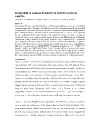 Abstract: the Genetic Diversity and Differentiation of 272 Cassava Landrace Accessions Collected in Uganda Is Assessed in This Study