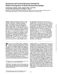 Biochemical and Functional Responses Stimulated by Platelet-Activating Factor in Murine Peritoneal Macrophages