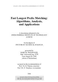 Fast Longest Prefix Matching: Algorithms, Analysis, and Applications
