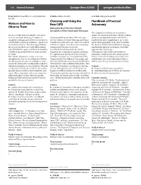 Meteors and How to Observe Them Handbook of Practical Astronomy