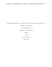 Quality Improvement Program: Implementation of Chronic Care Management Services in An