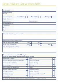 Safety Advisory Group Event Form